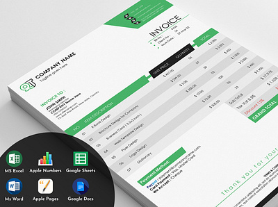 Quto - Invoice Template Excel Google Sheets Docs Word Pages apple pages auto calculation bill cash memo clean docs docx ecommerce excel google sheets invoice design invoice template ms word numbers proforma quote rechnung sales template top factuur