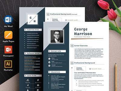 Modern & Creative Resume Cv Template With MS Word Apple Pages examples freshers infographic