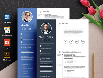 Professional Resume Cv Template With MS Word Apple Pages examples infographic