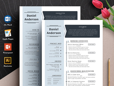 Creative Resume Cv Template With MS Word Apple Pages examples infographic