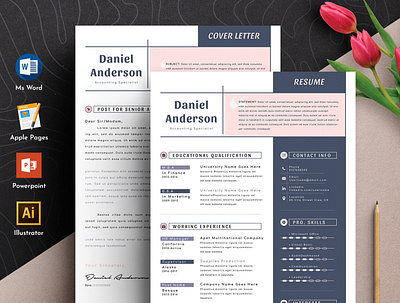 Clean & Creative Resume Cv Template With MS Word Apple Pages examples infographic