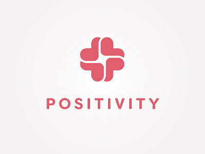 Positivity branding heart icon illustration logo mark p plus positive type