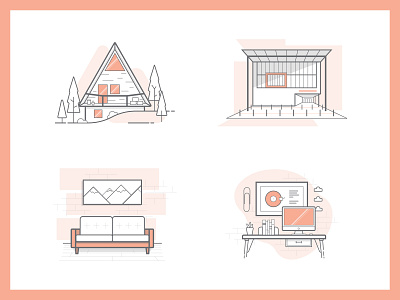Icons buildings design desk house icon icon set icons illustration illustrations vector workspace
