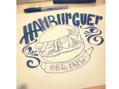 HAMBURGUER CREW cirobicudo craf hamburguer handlettering lettering sketchs
