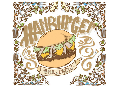 Hamburger Crew cirobicudo craf hamburguer handlettering lettering sketchs