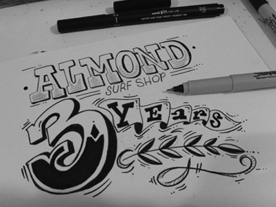 Almond3years almond almondsurfboardsdesign cirobicudo craftype logo