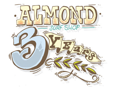 Almond 3years almond almondsurfboardsdesign cirobicudo craftype logo