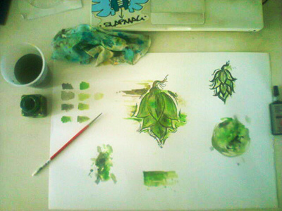 Watercolourhop art beer cirobicudo hops illustration