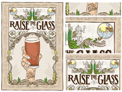 Raisetheglass beer cirobicudo illustrations