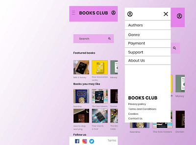 Books Club adobe xd app branding design ui ux