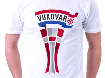 Vukovar blue crest croatia cross flag patriotic red t shirt tower vukovar water water tower