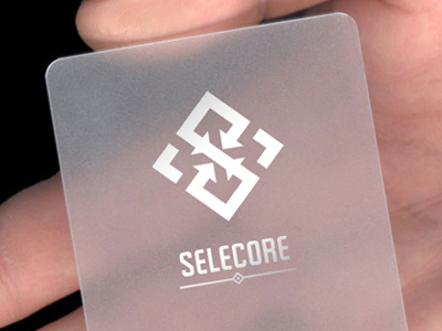 Selecore Business Card 01 arrow business card core export finland finnish gloss import inside logo modern negative negative space outside plastic pointing s selecore selected silver space strong translucent transparent uv white