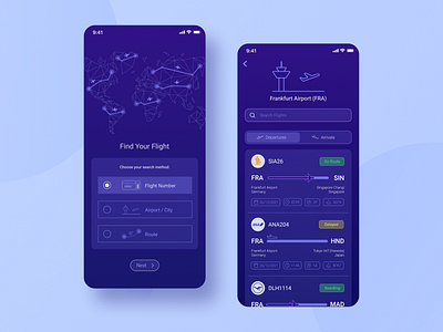Flight Tracker flight interface design ios iphone mobile product design purple screen travel ui ui design user experience user interface ux ux design