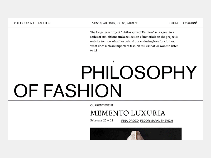 Philosophy of Fashion animation ui ux webdesign