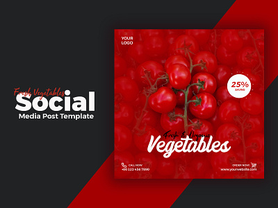 Fresh Vegetables Social Media Post Template brand branding design graphic design illustration logo typography ui ux vector
