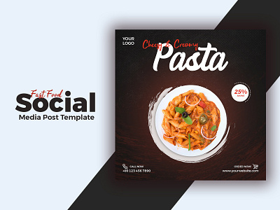 Fast Food Social Media Post Template brand branding design graphic design illustration logo typography ui ux vector