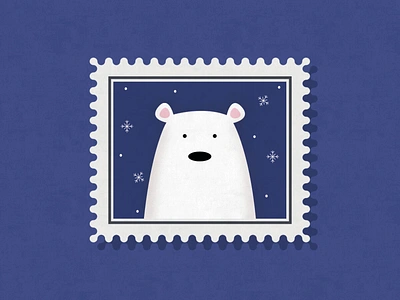 Polar Bear Stamp Illustration bear blue christmas effects illustration north polarbear snow snowflake stamp vector winter