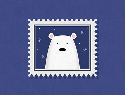 Polar Bear Stamp Illustration bear blue christmas effects illustration north polarbear snow snowflake stamp vector winter