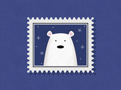 Polar Bear Stamp Illustration bear blue christmas effects illustration north polarbear snow snowflake stamp vector winter