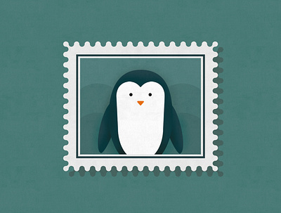 Penguin Stamp Illustration effect green illustration north penguin snow stamp vector winter