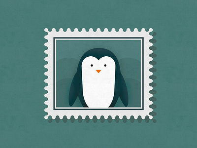 Penguin Stamp Illustration