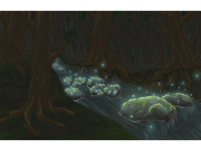 Fairy forest stream adobe photoshop background cartoon concept art concept design digital art digital painting illustration