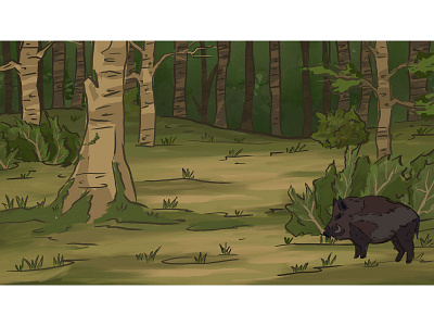 Boar hunting in the forest adobe photoshop background cartoon concept art concept design design digital art digital painting illustration