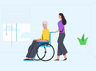 Illustration for Animation animation cartoon character character deceased design elderly care flat healthcare hospital illustration lady nurse old man streacher vector web