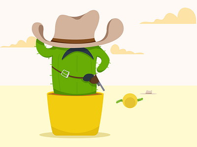 Cowboy 2d cactus cartoon cowboy dead fight gun hat illustration summer vector web west wild