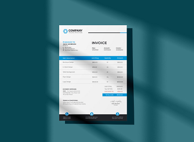 Invoice Design branding business clean corporate invoice invoice template modern professional template