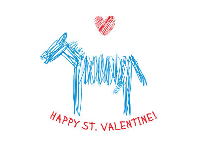 Happy St. Valentine! funny heart holiday horse humor joke love minimal postcard st.valentine