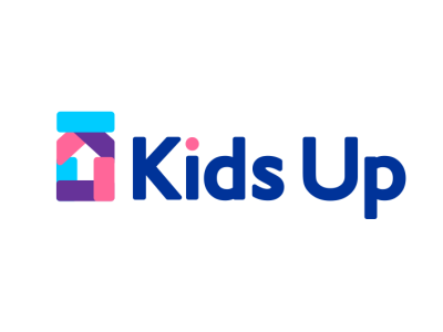 Kids Up arrow color concept design house kids logo parents up