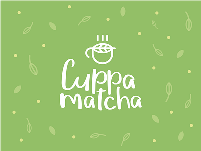Cuppa Matcha brand concept cup cuppa green leaf logo matcha tea