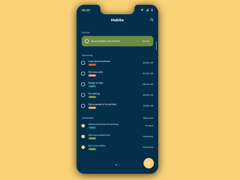 Habits - TODO app by Vishroy Seenarain on Dribbble
