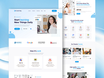 E-Learning Landing Page Design adobe xd business classroom digitallearning distancelearning e learning e learning landing page education educationmatters figma landing page onlinelearning students study ui uidesigner uiux userexperience website webtemplets