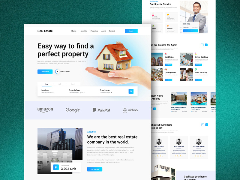 Real Estate landing Page Design by Faysal Mahmud/ UI Designer💎 on Dribbble