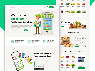 Grocery Shop Landing Page Ui Design design resource ecommerce fmrawuser grocery grocery design grocery home page grocery homepage grocery landing page grocery products grocery shop homepage online delivery service shop landing page super shop supermarket ui uiux userexperience website