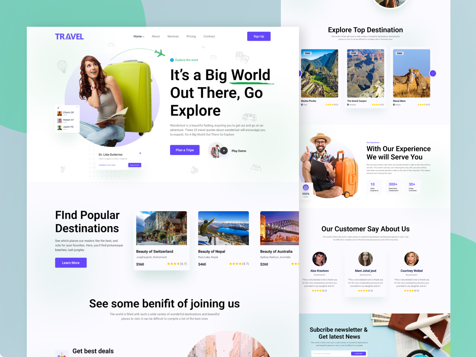 Travel Landing Page Design by Faysal Mahmud/ UI Designer💎 on Dribbble