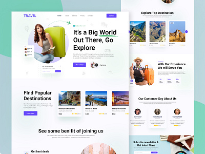 Travel Landing Page Design fmrawuser homepage landing page landscape nature tour travel travel agency travel landing travel landing page design travelphotography ui uidesigner uiux userexperience vacation web template website