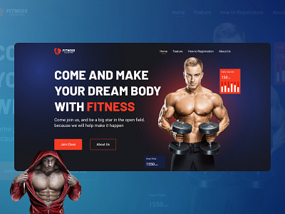Fitness- Hero Section design dribbble fitness fitness hero section fmrawuser gym illustration landing page design ui uidesigner uiux userexperience userinterface website