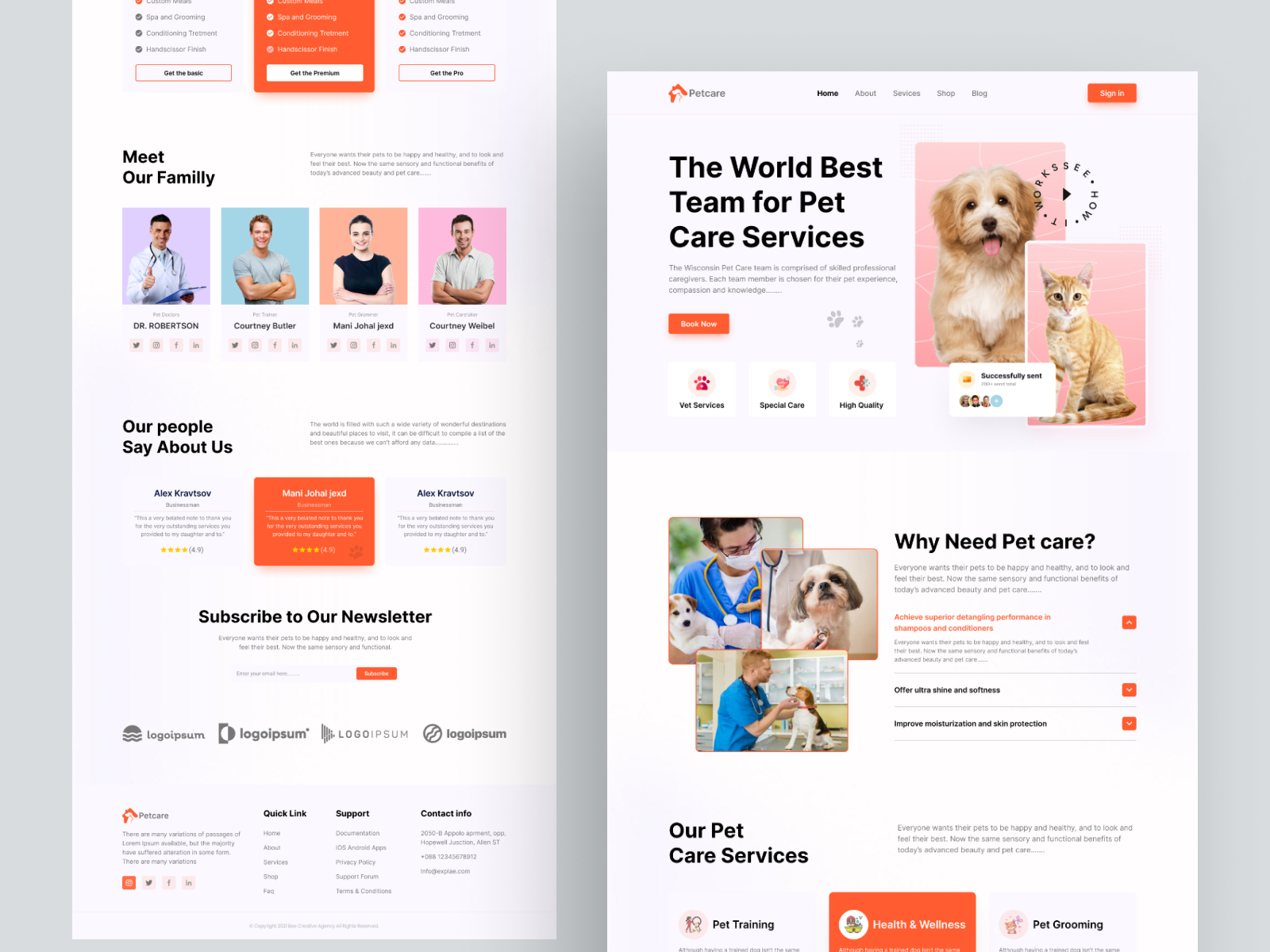 PetCare Landing Page UI Design by Faysal Mahmud/ UI Designer💎 on Dribbble