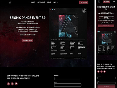 Seismic Dance Event Music Festival Website art branding design festival website music music festival