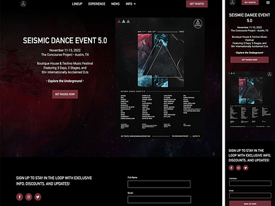 Seismic Dance Event Music Festival Website