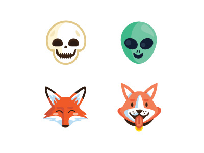 emoji icon alien chat cute dog emoji fox panakota skeleton skull sticker ufo