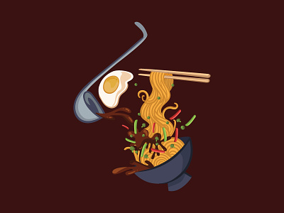 Mie ayam / chicken nodle chopstick egg food foodporn hungry illustration nodle sauce tasty toasted vector vegetable