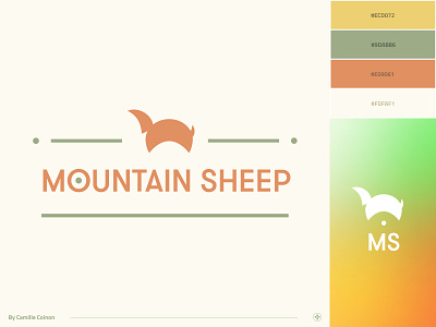 Logo - Mountain Sheep animal brand green illustration illustrator logo logotype mountain orange sheep vector