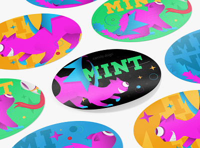 Mint - Stickers basilik blue bright cat colorful design illustration illustrator mint purple series stickers vector yokai