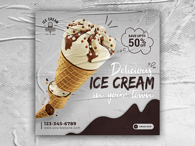 Social Media Banner | Social Media Post Design | 
Ice Cream Post