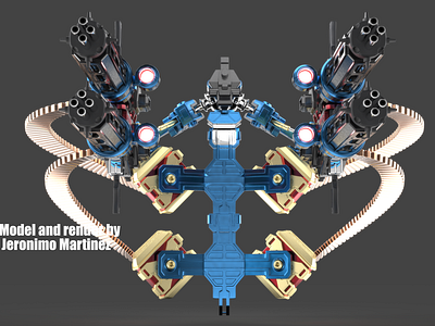 Sazabi Mech Quad Machineguns Fanart View 2