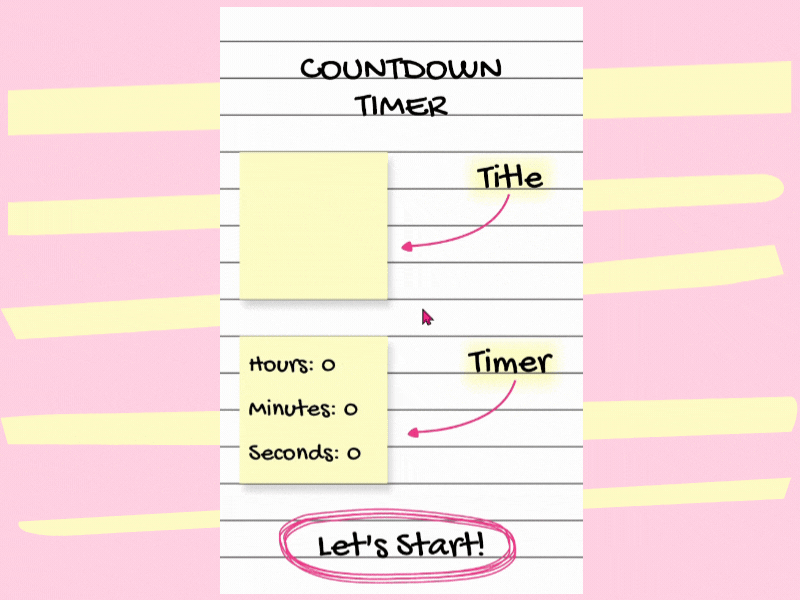 Countdown Timer || Daily UI:014 014 app app design appdesign countdown countdown timer daily ui challenge 014 dailyui dailyuichallenge design notebook notebook style pink timer ui ui design yellow